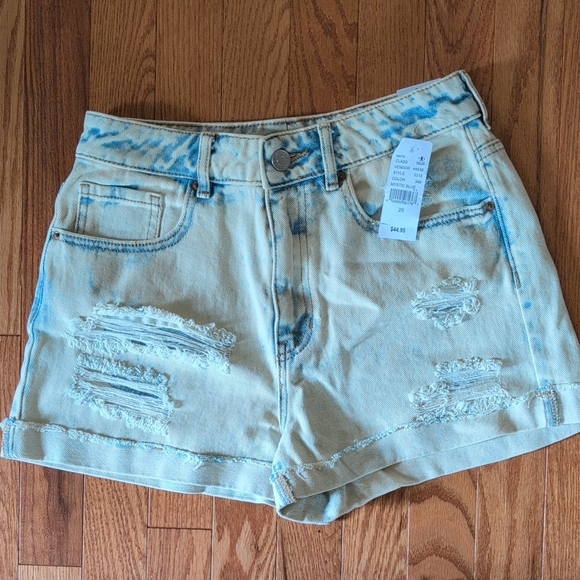 PacSun Blue Jean Shorts Distressed Raw Hem - Picture 1 of 3